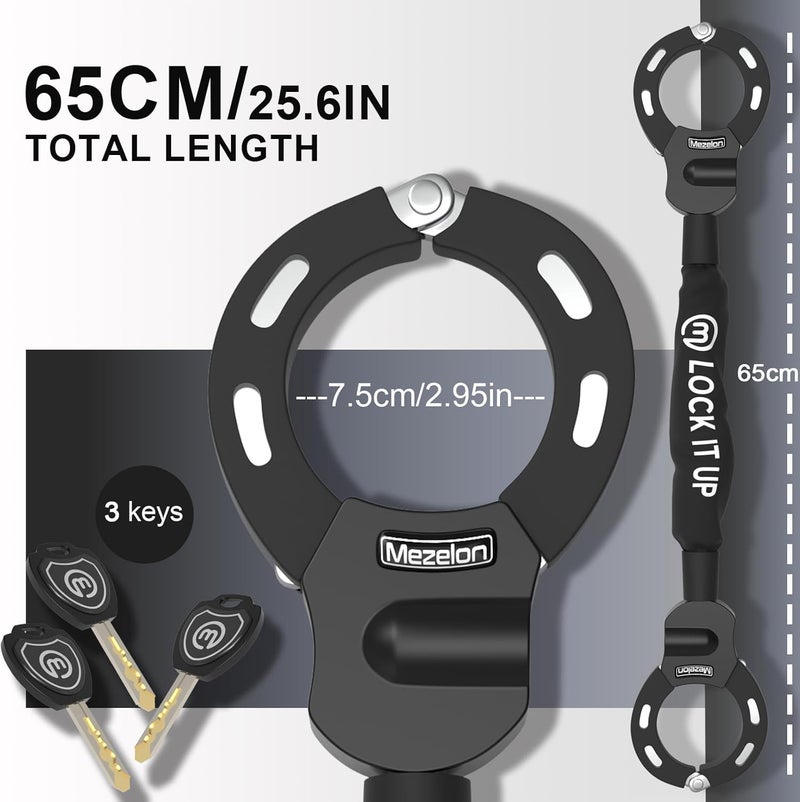 Mezelon Electric Scooter Lock, 8mm Chain Lock Bike Locks Heavy Duty Anti Theft with 3 Keys for E-Bike/Electric Scooters - Image 2
